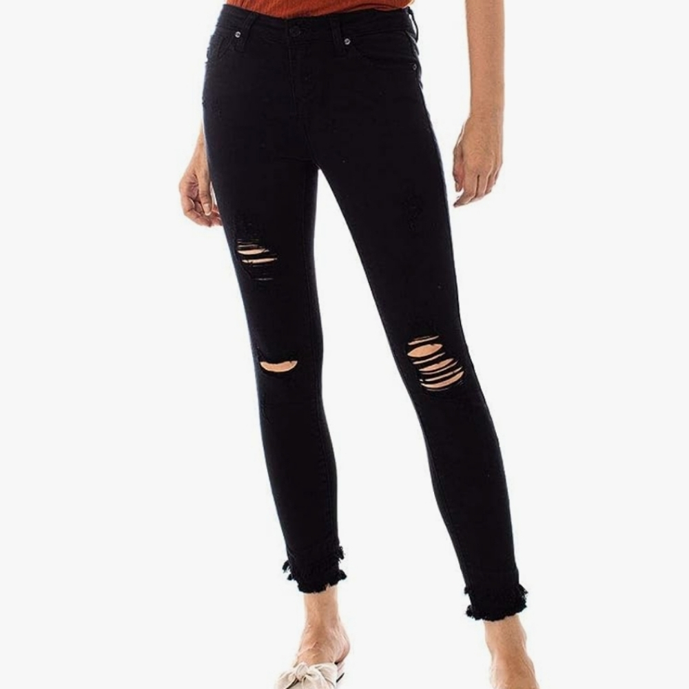 Kancan Black Distressed Skinny Jeans Size 31